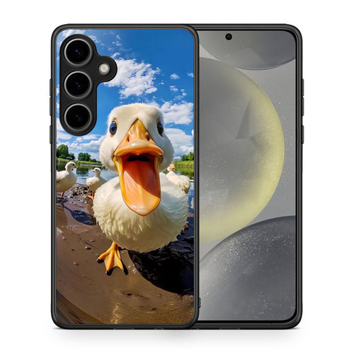 Θήκη Samsung Galaxy S25 Plus Duck Face από τη Smartfits με σχέδιο στο πίσω μέρος και μαύρο περίβλημα | Samsung Galaxy S25 Plus Duck Face case with colorful back and black bezels
