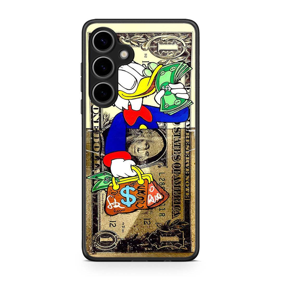 Samsung Galaxy S25 Plus Duck Money Θήκη από τη Smartfits με σχέδιο στο πίσω μέρος και μαύρο περίβλημα | Smartphone case with colorful back and black bezels by Smartfits