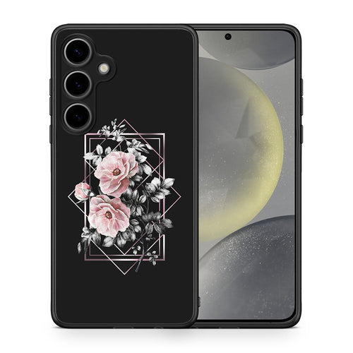 Θήκη Samsung Galaxy S25 Plus Frame Flower από τη Smartfits με σχέδιο στο πίσω μέρος και μαύρο περίβλημα | Samsung Galaxy S25 Plus Frame Flower case with colorful back and black bezels