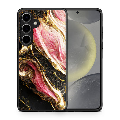 Θήκη Samsung Galaxy S25 Plus Glamorous Pink Marble από τη Smartfits με σχέδιο στο πίσω μέρος και μαύρο περίβλημα | Samsung Galaxy S25 Plus Glamorous Pink Marble case with colorful back and black bezels