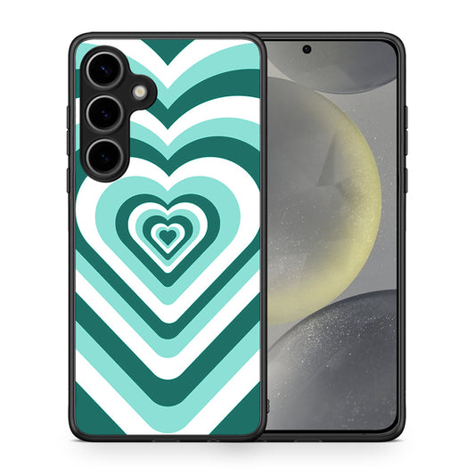 Θήκη Samsung Galaxy S25 Plus Green Hearts από τη Smartfits με σχέδιο στο πίσω μέρος και μαύρο περίβλημα | Samsung Galaxy S25 Plus Green Hearts case with colorful back and black bezels