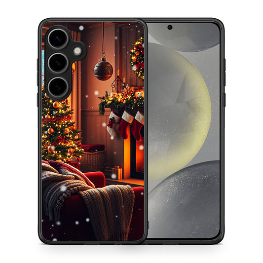 Θήκη Samsung Galaxy S25 Plus Home For Christmas από τη Smartfits με σχέδιο στο πίσω μέρος και μαύρο περίβλημα | Samsung Galaxy S25 Plus Home For Christmas case with colorful back and black bezels