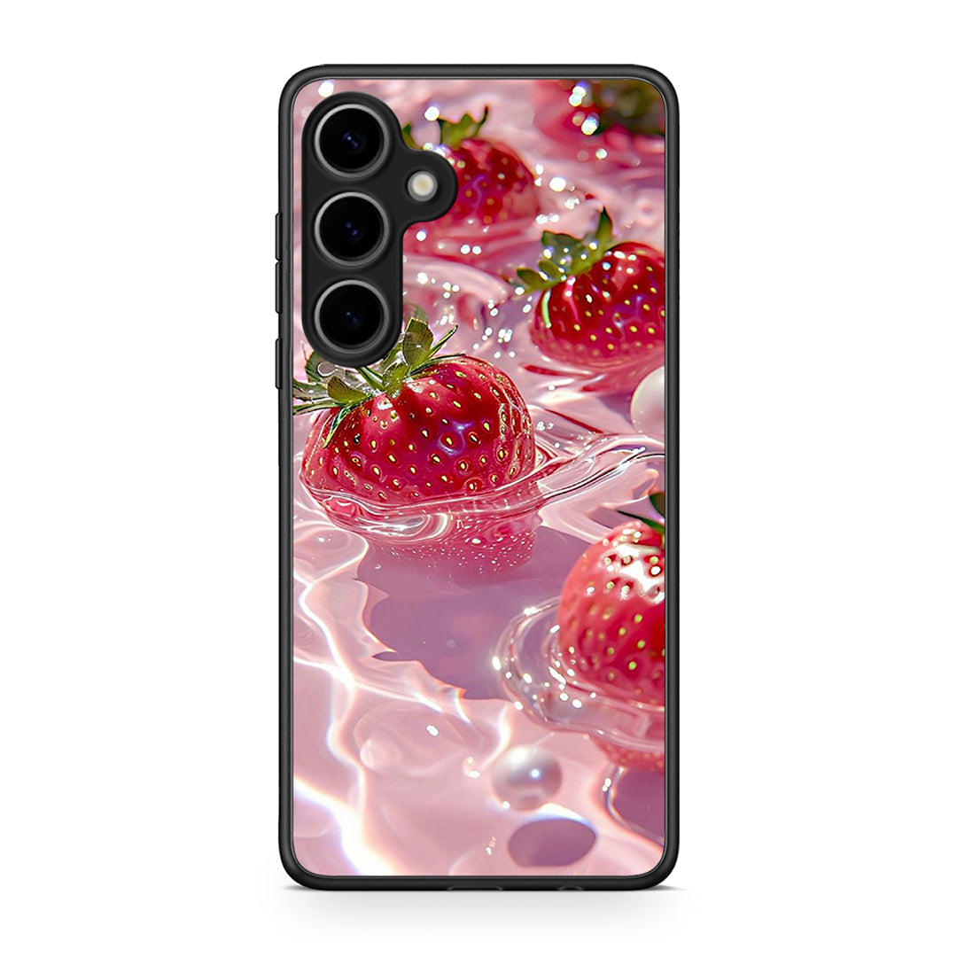 Samsung Galaxy S25 Plus Juicy Strawberries θήκη από τη Smartfits με σχέδιο στο πίσω μέρος και μαύρο περίβλημα | Smartphone case with colorful back and black bezels by Smartfits