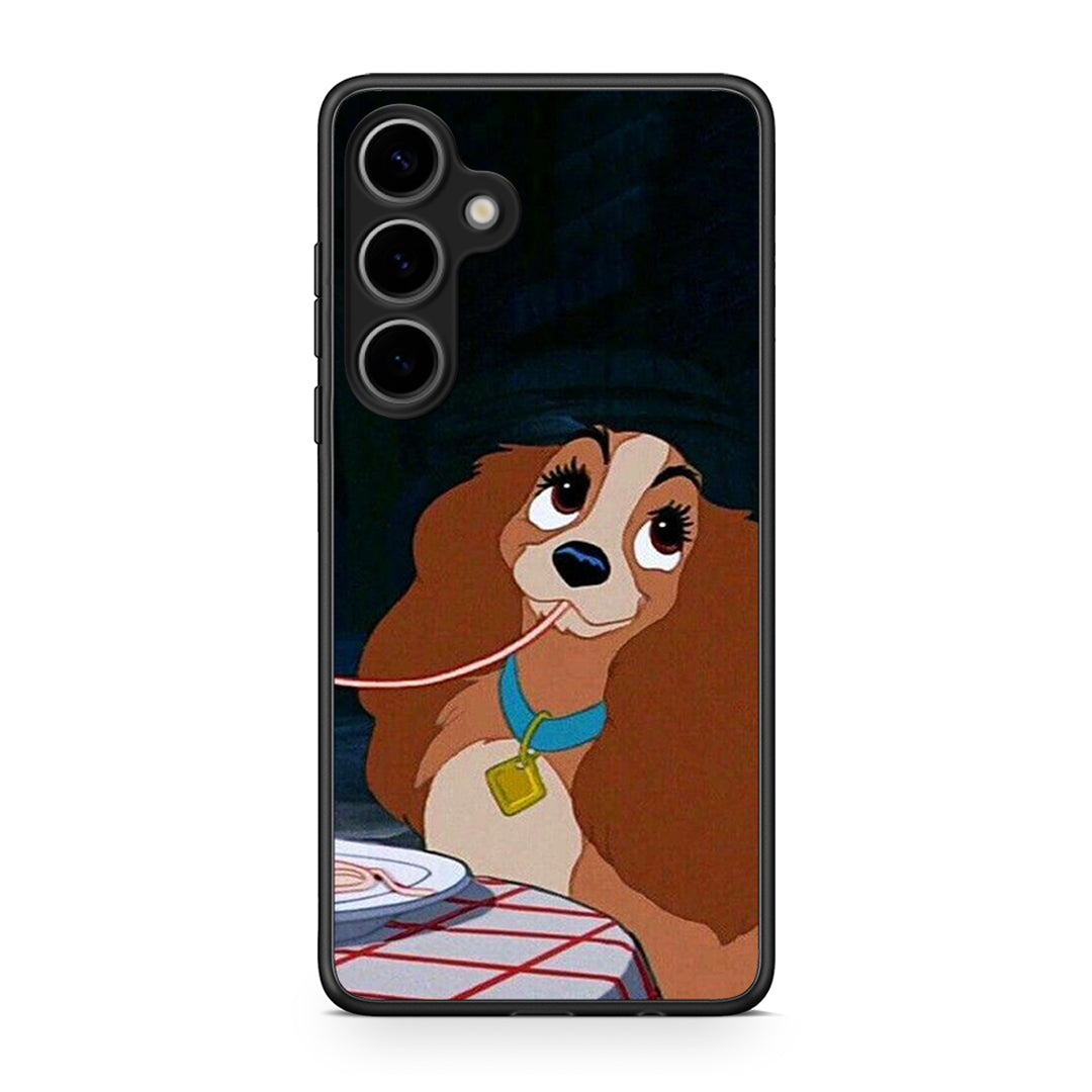 Samsung Galaxy S25 Plus Lady And Tramp 2 Θήκη Αγίου Βαλεντίνου από τη Smartfits με σχέδιο στο πίσω μέρος και μαύρο περίβλημα | Smartphone case with colorful back and black bezels by Smartfits