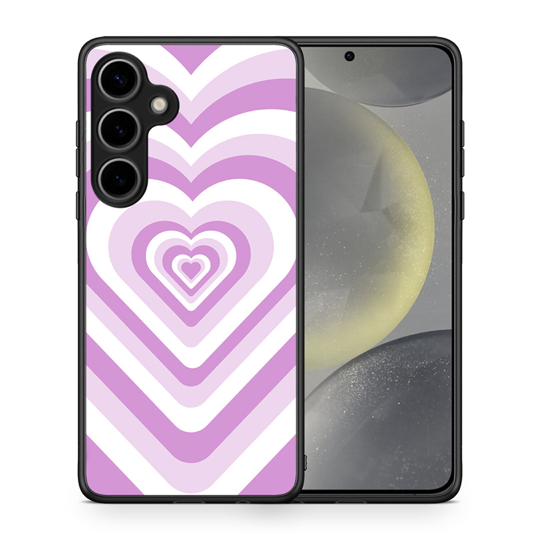 Θήκη Samsung Galaxy S25 Plus Lilac Hearts από τη Smartfits με σχέδιο στο πίσω μέρος και μαύρο περίβλημα | Samsung Galaxy S25 Plus Lilac Hearts case with colorful back and black bezels