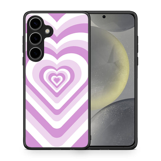 Θήκη Samsung Galaxy S25 Plus Lilac Hearts από τη Smartfits με σχέδιο στο πίσω μέρος και μαύρο περίβλημα | Samsung Galaxy S25 Plus Lilac Hearts case with colorful back and black bezels