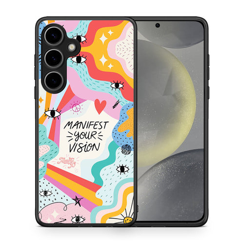 Θήκη Samsung Galaxy S25 Plus Manifest Your Vision από τη Smartfits με σχέδιο στο πίσω μέρος και μαύρο περίβλημα | Samsung Galaxy S25 Plus Manifest Your Vision case with colorful back and black bezels