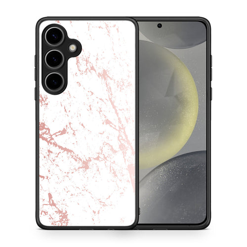 Θήκη Samsung Galaxy S25 Plus Pink Splash Marble από τη Smartfits με σχέδιο στο πίσω μέρος και μαύρο περίβλημα | Samsung Galaxy S25 Plus Pink Splash Marble case with colorful back and black bezels