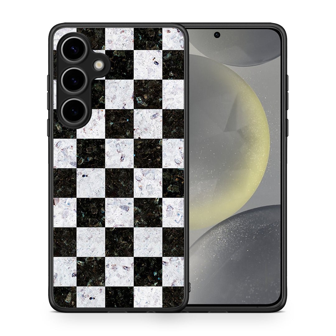 Θήκη Samsung Galaxy S25 Plus Square Geometric Marble από τη Smartfits με σχέδιο στο πίσω μέρος και μαύρο περίβλημα | Samsung Galaxy S25 Plus Square Geometric Marble case with colorful back and black bezels