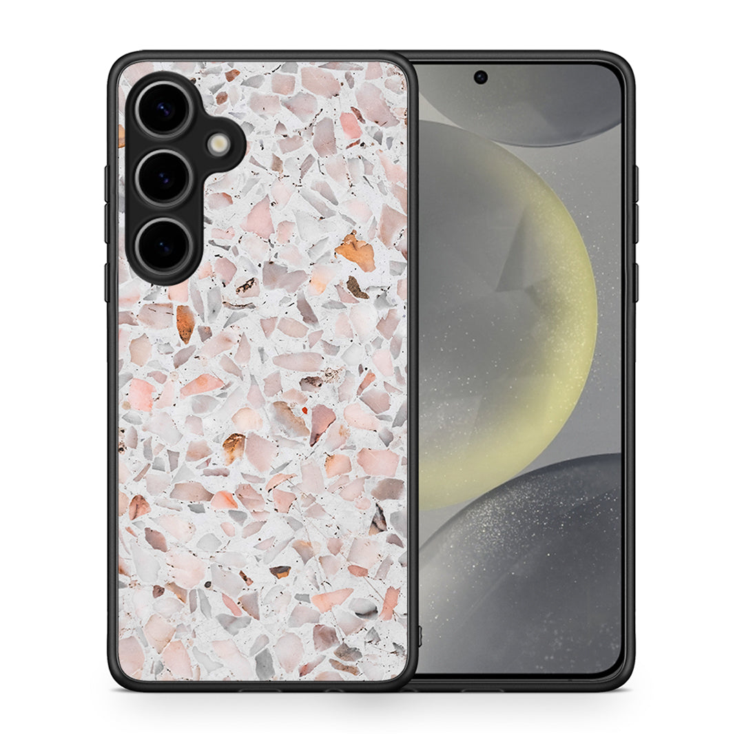 Θήκη Samsung Galaxy S25 Plus Marble Terrazzo από τη Smartfits με σχέδιο στο πίσω μέρος και μαύρο περίβλημα | Samsung Galaxy S25 Plus Marble Terrazzo case with colorful back and black bezels