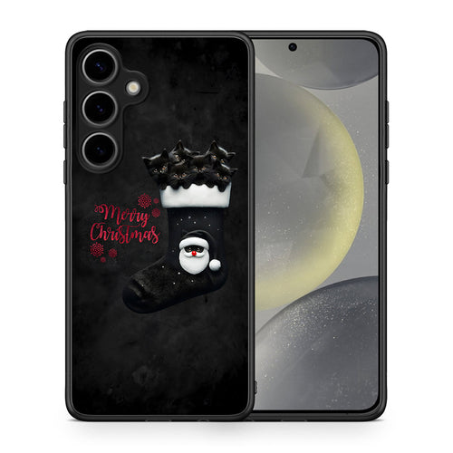 Θήκη Samsung Galaxy S25 Plus Merry Cat Christmas από τη Smartfits με σχέδιο στο πίσω μέρος και μαύρο περίβλημα | Samsung Galaxy S25 Plus Merry Cat Christmas case with colorful back and black bezels