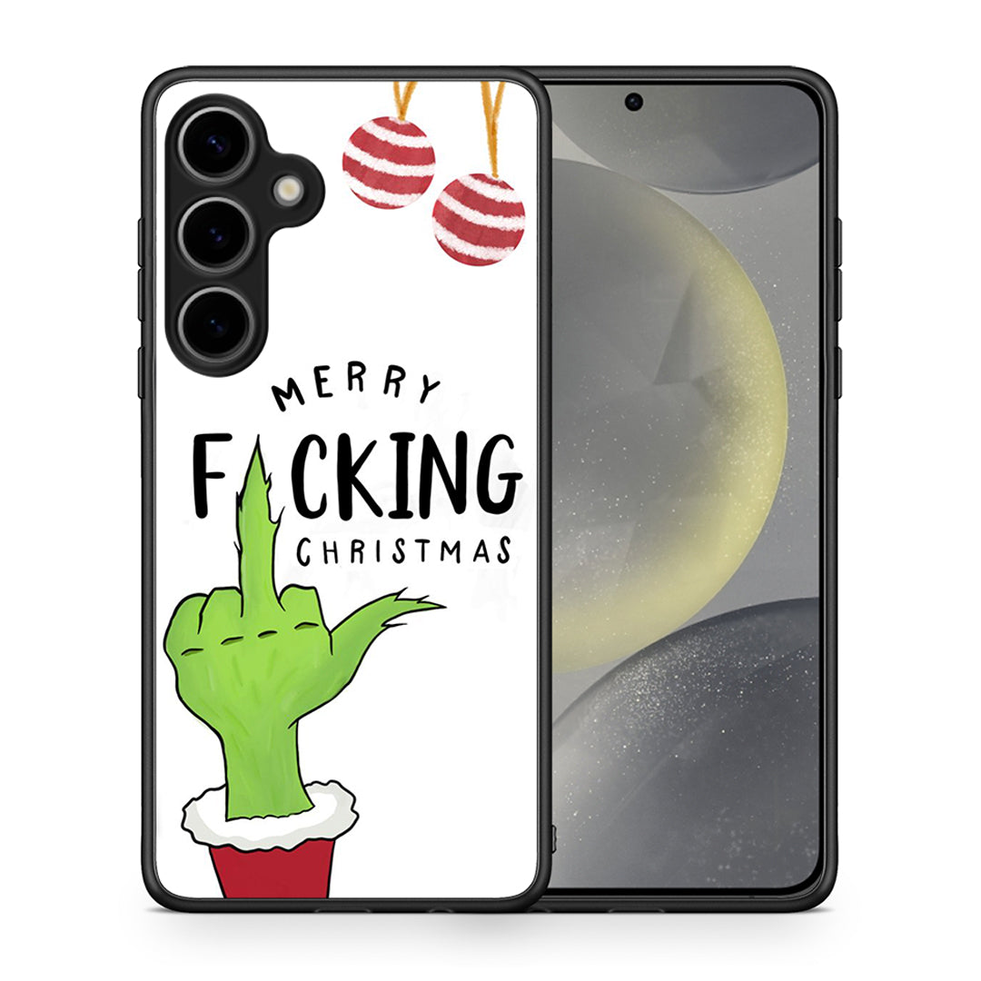 Θήκη Samsung Galaxy S25 Plus Merry F Xmas από τη Smartfits με σχέδιο στο πίσω μέρος και μαύρο περίβλημα | Samsung Galaxy S25 Plus Merry F Xmas case with colorful back and black bezels