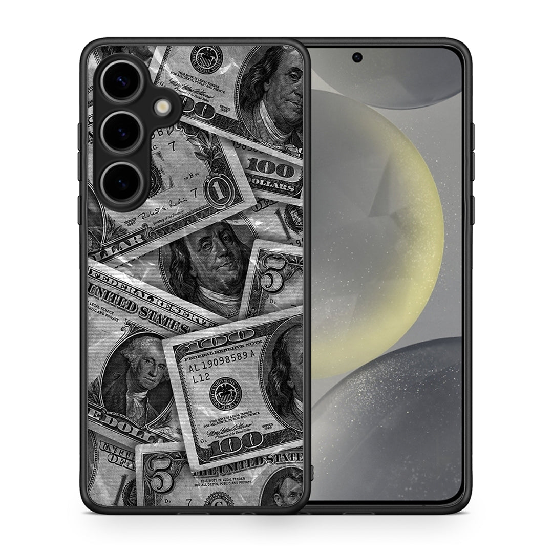 Θήκη Samsung Galaxy S25 Plus Money Dollars από τη Smartfits με σχέδιο στο πίσω μέρος και μαύρο περίβλημα | Samsung Galaxy S25 Plus Money Dollars case with colorful back and black bezels