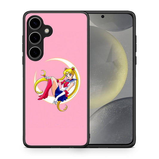 Θήκη Samsung Galaxy S25 Plus Moon Girl από τη Smartfits με σχέδιο στο πίσω μέρος και μαύρο περίβλημα | Samsung Galaxy S25 Plus Moon Girl case with colorful back and black bezels