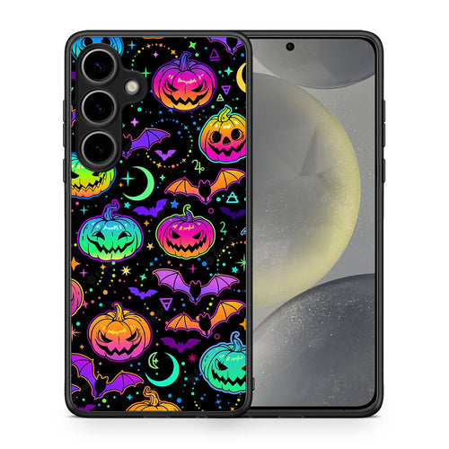 Θήκη Samsung Galaxy S25 Plus Neon Halloween από τη Smartfits με σχέδιο στο πίσω μέρος και μαύρο περίβλημα | Samsung Galaxy S25 Plus Neon Halloween case with colorful back and black bezels