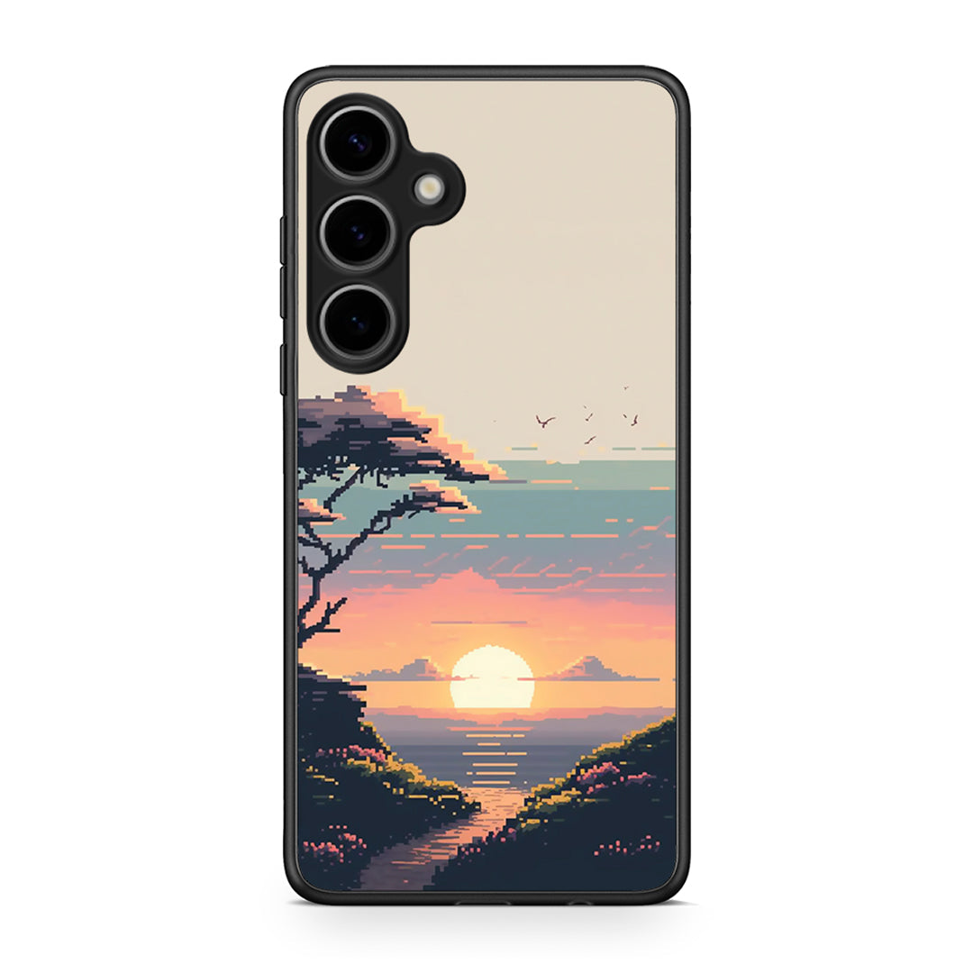 Samsung Galaxy S25 Plus Pixel Sunset Θήκη από τη Smartfits με σχέδιο στο πίσω μέρος και μαύρο περίβλημα | Smartphone case with colorful back and black bezels by Smartfits