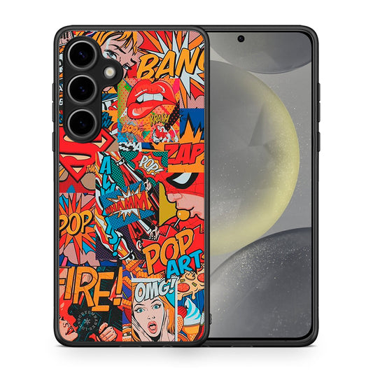 Θήκη Samsung Galaxy S25 Plus PopArt OMG από τη Smartfits με σχέδιο στο πίσω μέρος και μαύρο περίβλημα | Samsung Galaxy S25 Plus PopArt OMG case with colorful back and black bezels