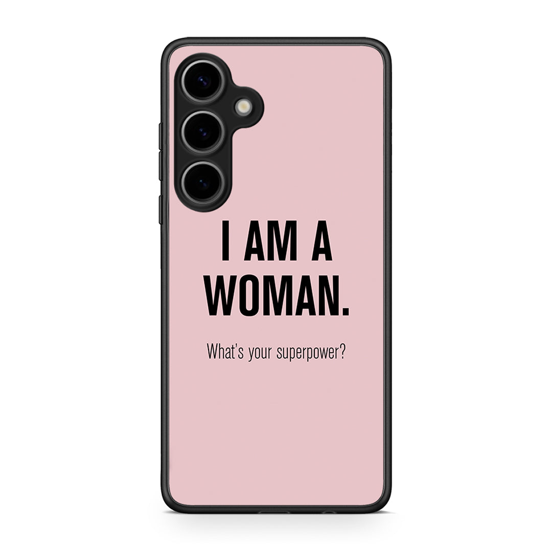 Samsung Galaxy S25 Plus Superpower Woman θήκη από τη Smartfits με σχέδιο στο πίσω μέρος και μαύρο περίβλημα | Smartphone case with colorful back and black bezels by Smartfits