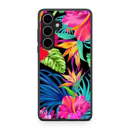 Samsung Galaxy S25 Plus Tropical Flowers θήκη από τη Smartfits με σχέδιο στο πίσω μέρος και μαύρο περίβλημα | Smartphone case with colorful back and black bezels by Smartfits