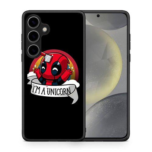 Θήκη Samsung Galaxy S25 Plus Unicorn Deadpool από τη Smartfits με σχέδιο στο πίσω μέρος και μαύρο περίβλημα | Samsung Galaxy S25 Plus Unicorn Deadpool case with colorful back and black bezels