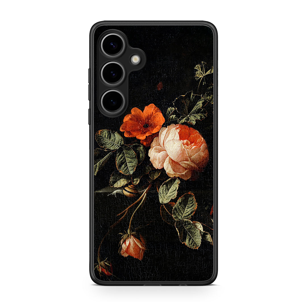 Samsung Galaxy S25 Plus Vintage Roses θήκη από τη Smartfits με σχέδιο στο πίσω μέρος και μαύρο περίβλημα | Smartphone case with colorful back and black bezels by Smartfits