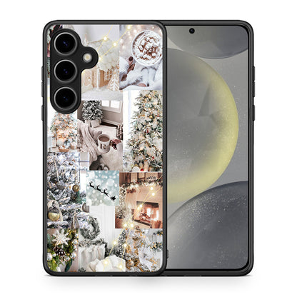 Θήκη Samsung Galaxy S25 Plus White Christmas από τη Smartfits με σχέδιο στο πίσω μέρος και μαύρο περίβλημα | Samsung Galaxy S25 Plus White Christmas case with colorful back and black bezels