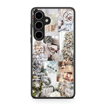 Samsung Galaxy S25 Plus White Christmas θήκη από τη Smartfits με σχέδιο στο πίσω μέρος και μαύρο περίβλημα | Smartphone case with colorful back and black bezels by Smartfits