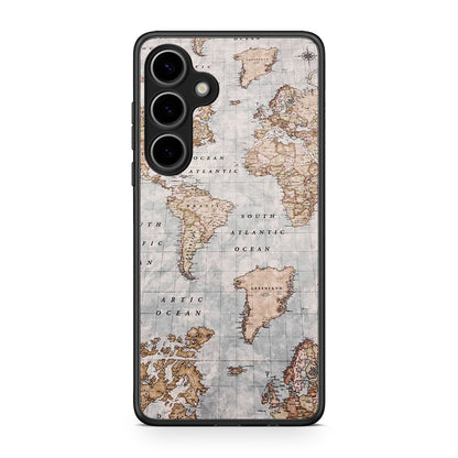 Samsung Galaxy S25 Plus World Map Θήκη από τη Smartfits με σχέδιο στο πίσω μέρος και μαύρο περίβλημα | Smartphone case with colorful back and black bezels by Smartfits