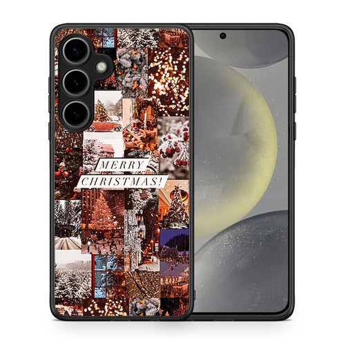 Θήκη Samsung Galaxy S25 Plus Xmas Collage από τη Smartfits με σχέδιο στο πίσω μέρος και μαύρο περίβλημα | Samsung Galaxy S25 Plus Xmas Collage case with colorful back and black bezels