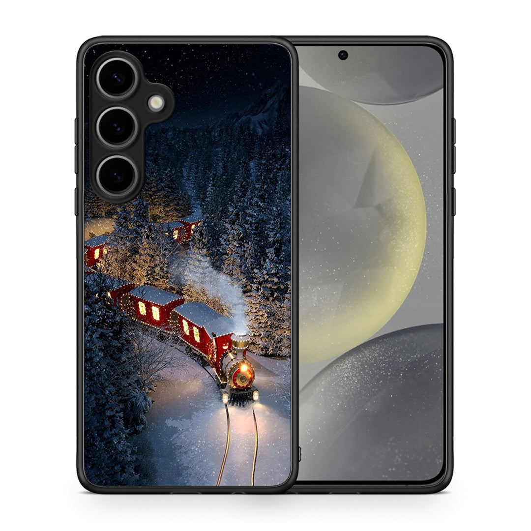 Θήκη Samsung Galaxy S25 Plus Xmas Train από τη Smartfits με σχέδιο στο πίσω μέρος και μαύρο περίβλημα | Samsung Galaxy S25 Plus Xmas Train case with colorful back and black bezels