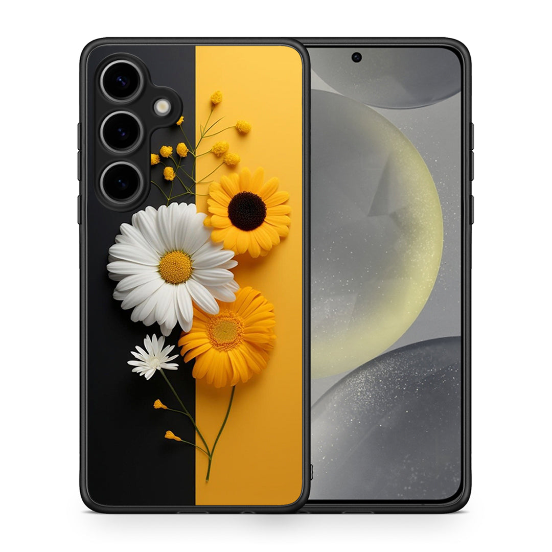 Θήκη Samsung Galaxy S25 Plus Yellow Daisies από τη Smartfits με σχέδιο στο πίσω μέρος και μαύρο περίβλημα | Samsung Galaxy S25 Plus Yellow Daisies case with colorful back and black bezels