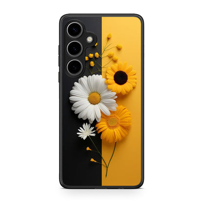 Samsung Galaxy S25 Plus Yellow Daisies θήκη από τη Smartfits με σχέδιο στο πίσω μέρος και μαύρο περίβλημα | Smartphone case with colorful back and black bezels by Smartfits
