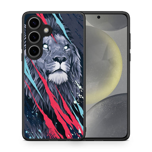 Θήκη Samsung Galaxy S25 Lion Designer PopArt από τη Smartfits με σχέδιο στο πίσω μέρος και μαύρο περίβλημα | Samsung Galaxy S25 Lion Designer PopArt case with colorful back and black bezels