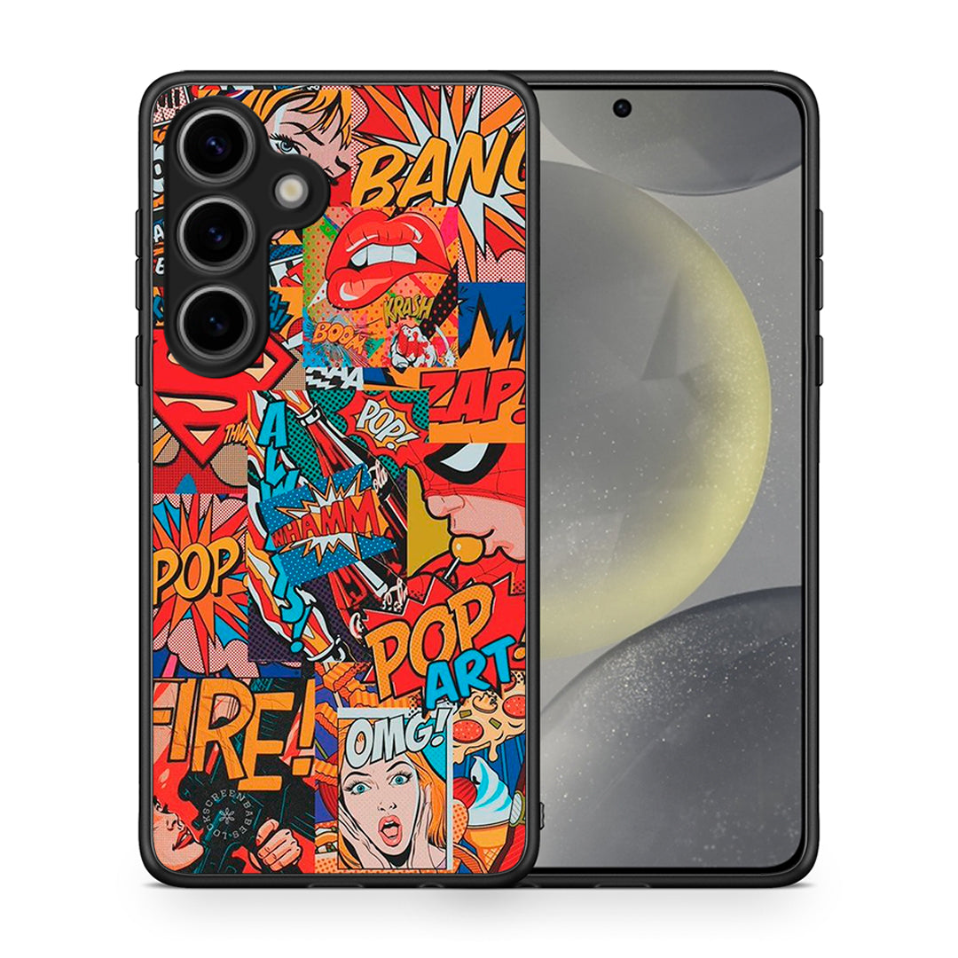 Θήκη Samsung Galaxy S25 PopArt OMG από τη Smartfits με σχέδιο στο πίσω μέρος και μαύρο περίβλημα | Samsung Galaxy S25 PopArt OMG case with colorful back and black bezels