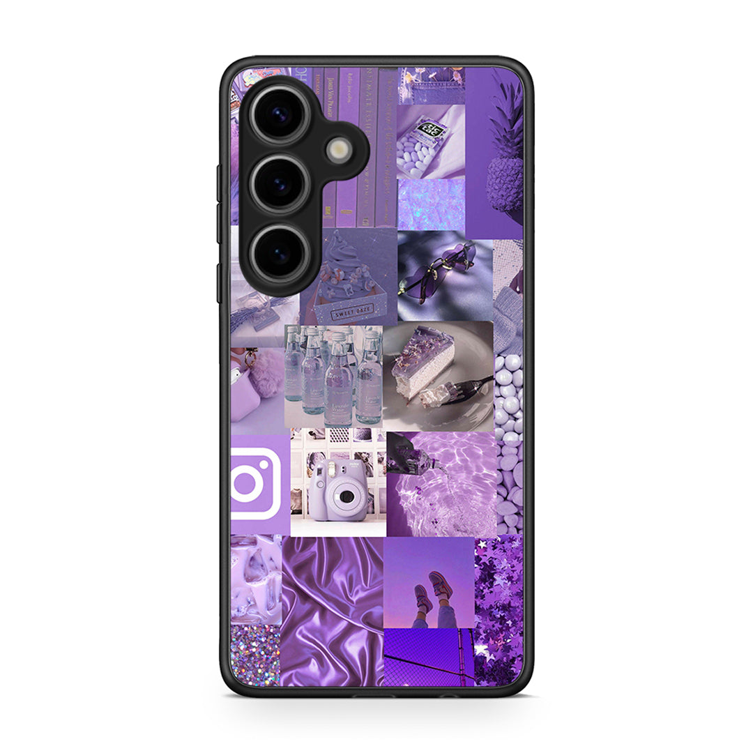 Samsung Galaxy S25 Purple Aesthetic Collage θήκη από τη Smartfits με σχέδιο στο πίσω μέρος και μαύρο περίβλημα | Smartphone case with colorful back and black bezels by Smartfits