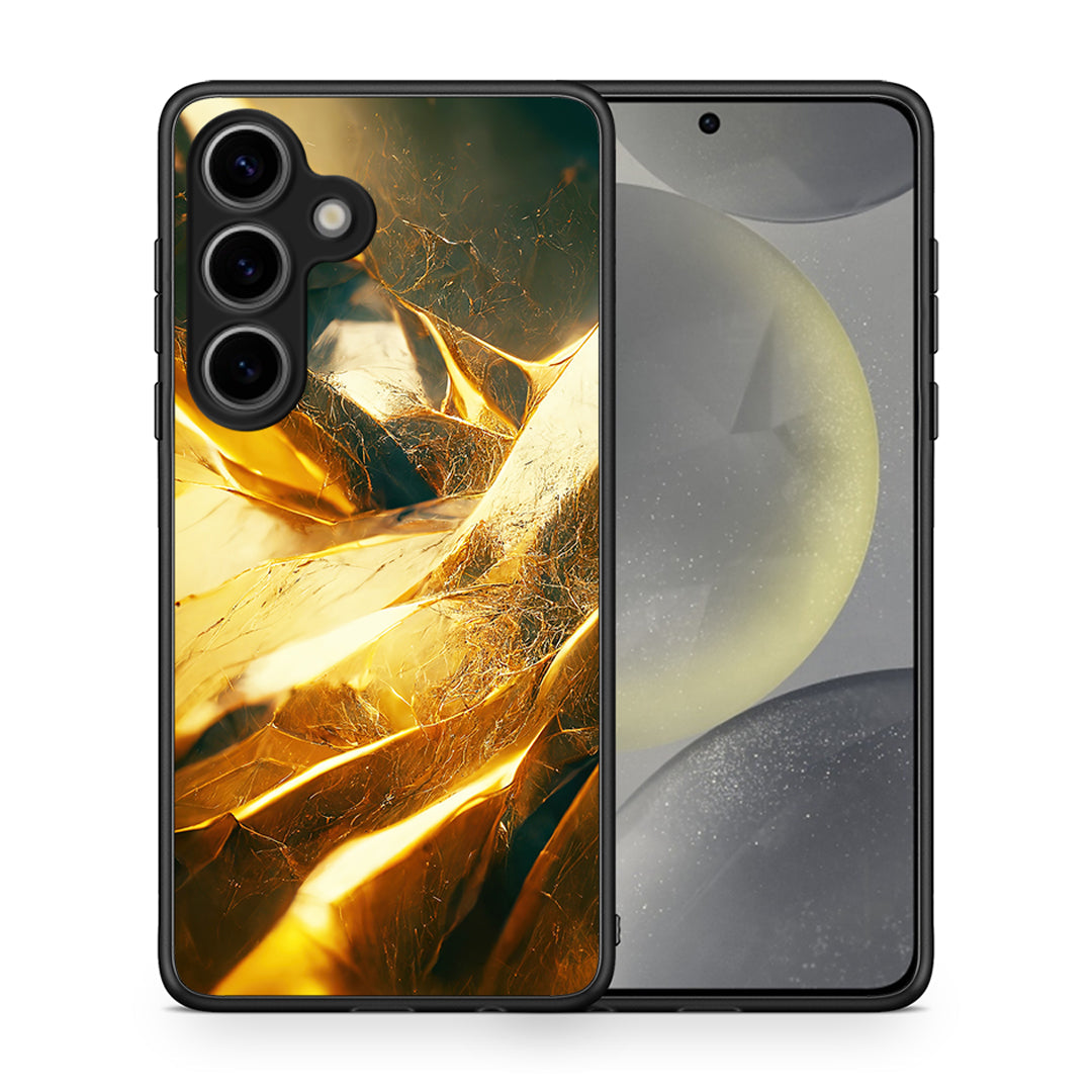 Θήκη Samsung Galaxy S25 Real Gold από τη Smartfits με σχέδιο στο πίσω μέρος και μαύρο περίβλημα | Samsung Galaxy S25 Real Gold case with colorful back and black bezels
