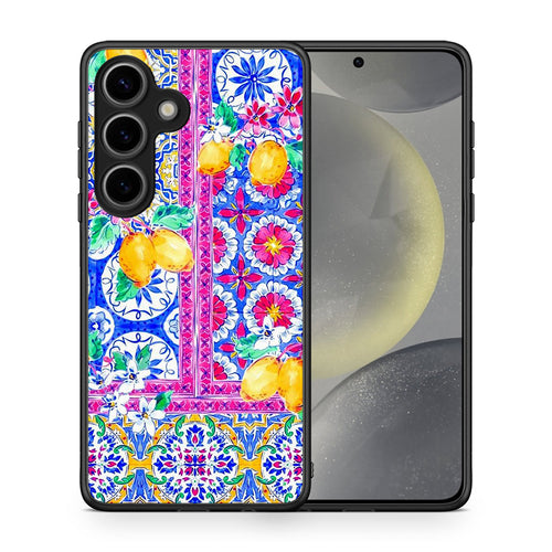 Θήκη Samsung Galaxy S25 Retro Spring από τη Smartfits με σχέδιο στο πίσω μέρος και μαύρο περίβλημα | Samsung Galaxy S25 Retro Spring case with colorful back and black bezels