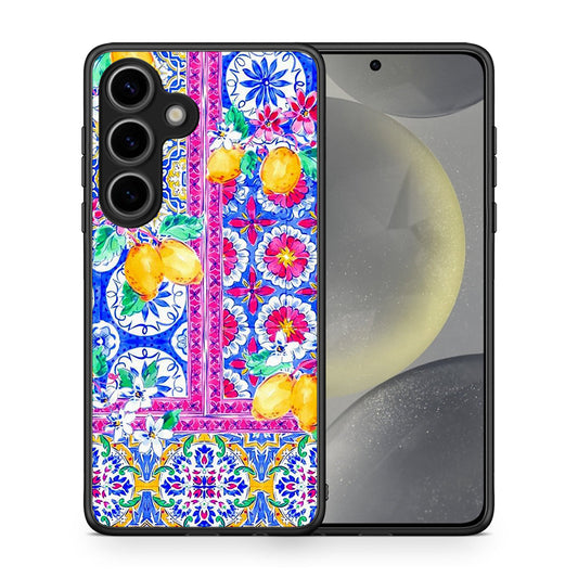 Θήκη Samsung Galaxy S25 Retro Spring από τη Smartfits με σχέδιο στο πίσω μέρος και μαύρο περίβλημα | Samsung Galaxy S25 Retro Spring case with colorful back and black bezels