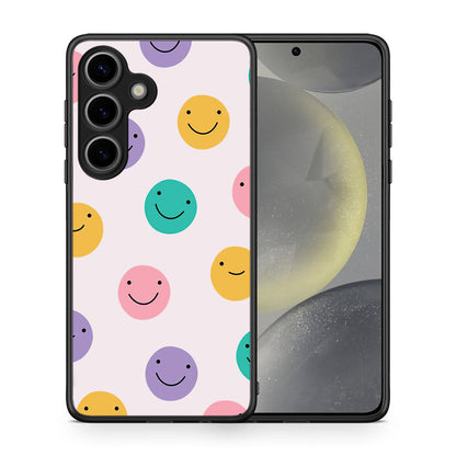 Θήκη Samsung Galaxy S25 Smiley Faces από τη Smartfits με σχέδιο στο πίσω μέρος και μαύρο περίβλημα | Samsung Galaxy S25 Smiley Faces case with colorful back and black bezels