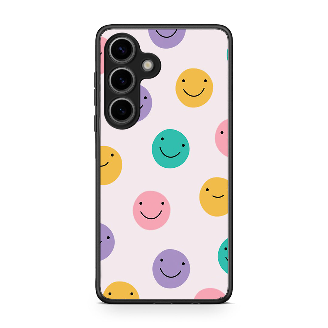 Samsung Galaxy S25 Smiley Faces θήκη από τη Smartfits με σχέδιο στο πίσω μέρος και μαύρο περίβλημα | Smartphone case with colorful back and black bezels by Smartfits