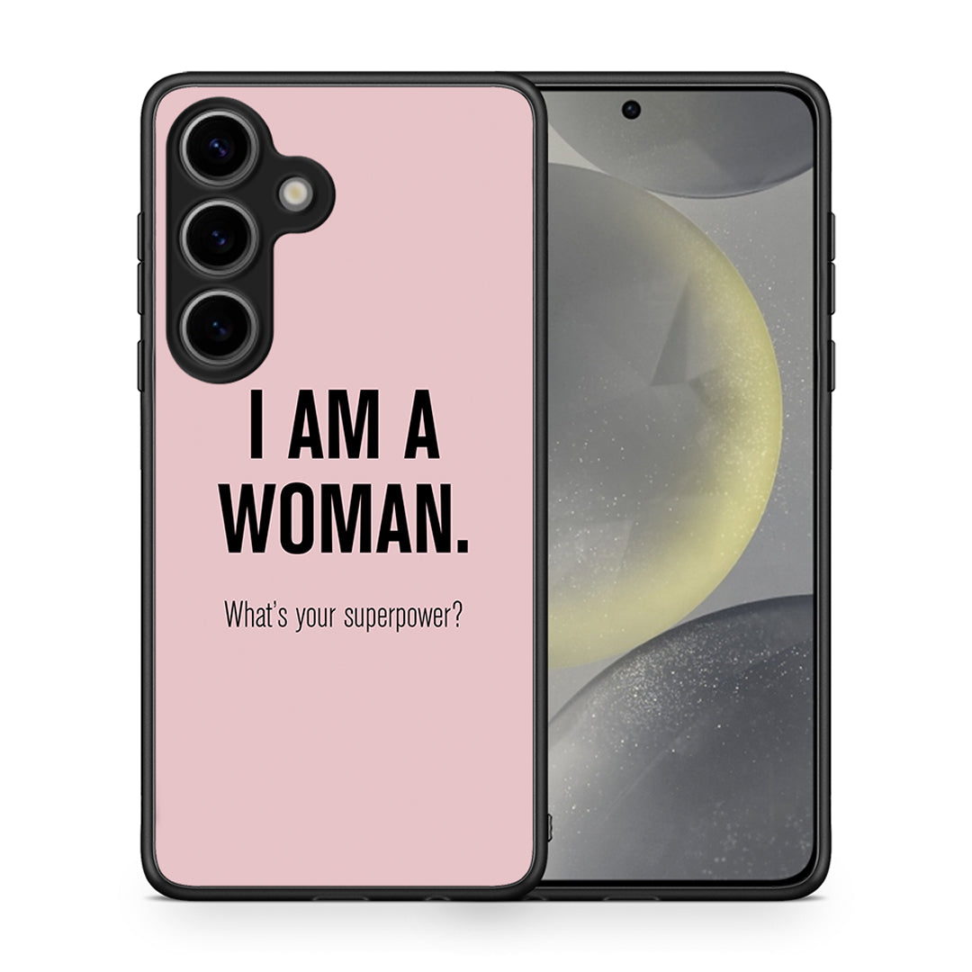 Θήκη Samsung Galaxy S25 Superpower Woman από τη Smartfits με σχέδιο στο πίσω μέρος και μαύρο περίβλημα | Samsung Galaxy S25 Superpower Woman case with colorful back and black bezels