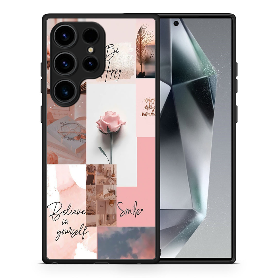 Θήκη Samsung Galaxy S25 Ultra Aesthetic Collage από τη Smartfits με σχέδιο στο πίσω μέρος και μαύρο περίβλημα | Samsung Galaxy S25 Ultra Aesthetic Collage case with colorful back and black bezels