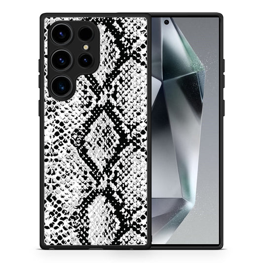 Θήκη Samsung Galaxy S25 Ultra White Snake Animal από τη Smartfits με σχέδιο στο πίσω μέρος και μαύρο περίβλημα | Samsung Galaxy S25 Ultra White Snake Animal case with colorful back and black bezels