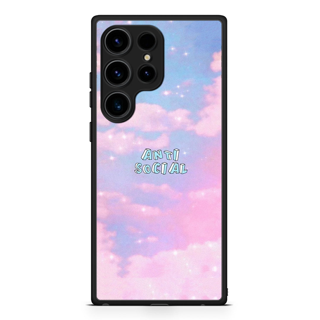 Samsung Galaxy S25 Ultra Anti Social Θήκη Αγίου Βαλεντίνου από τη Smartfits με σχέδιο στο πίσω μέρος και μαύρο περίβλημα | Smartphone case with colorful back and black bezels by Smartfits
