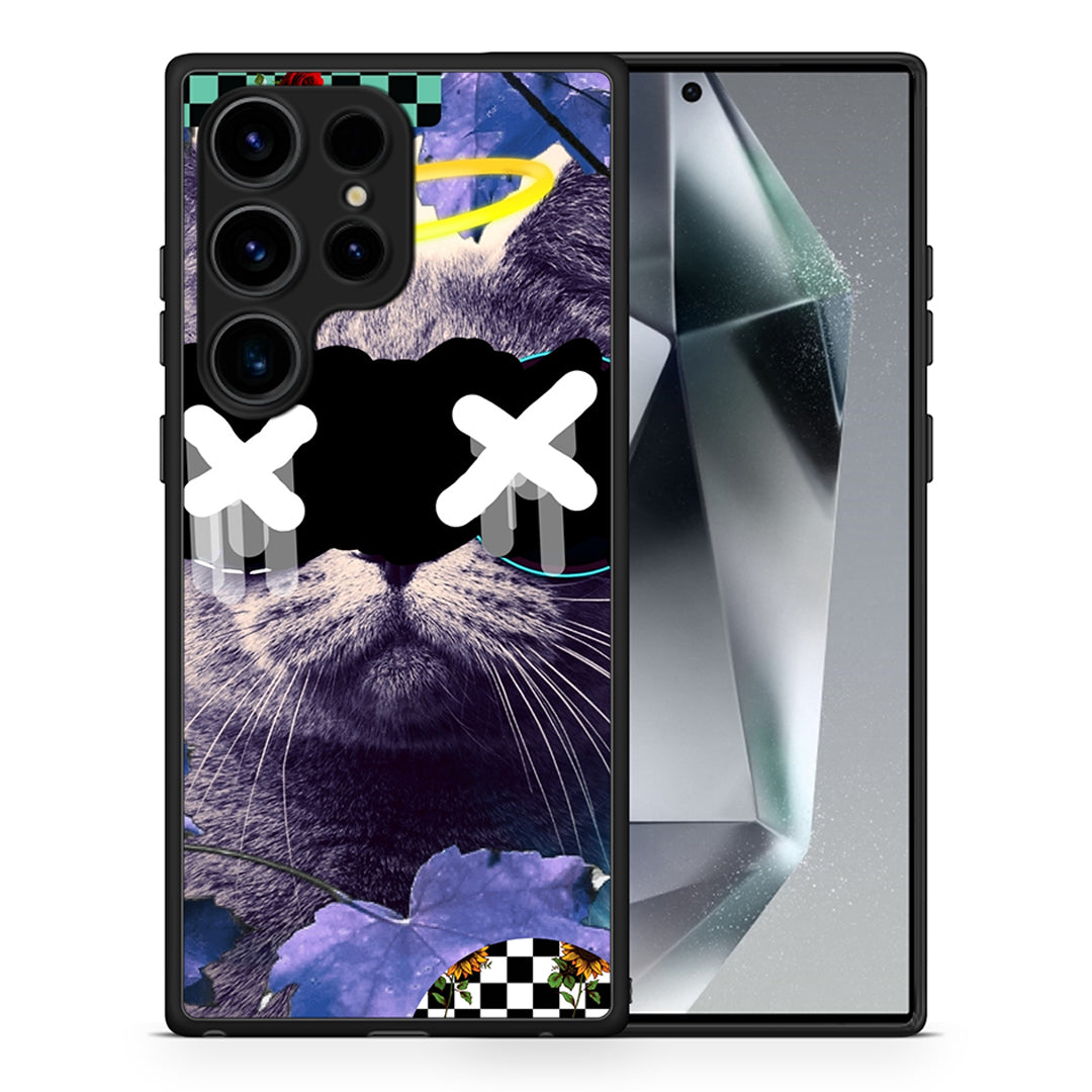 Θήκη Samsung Galaxy S25 Ultra Cat Collage από τη Smartfits με σχέδιο στο πίσω μέρος και μαύρο περίβλημα | Samsung Galaxy S25 Ultra Cat Collage case with colorful back and black bezels