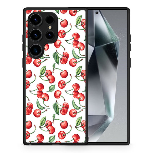Θήκη Samsung Galaxy S25 Ultra Cherry Summer από τη Smartfits με σχέδιο στο πίσω μέρος και μαύρο περίβλημα | Samsung Galaxy S25 Ultra Cherry Summer case with colorful back and black bezels