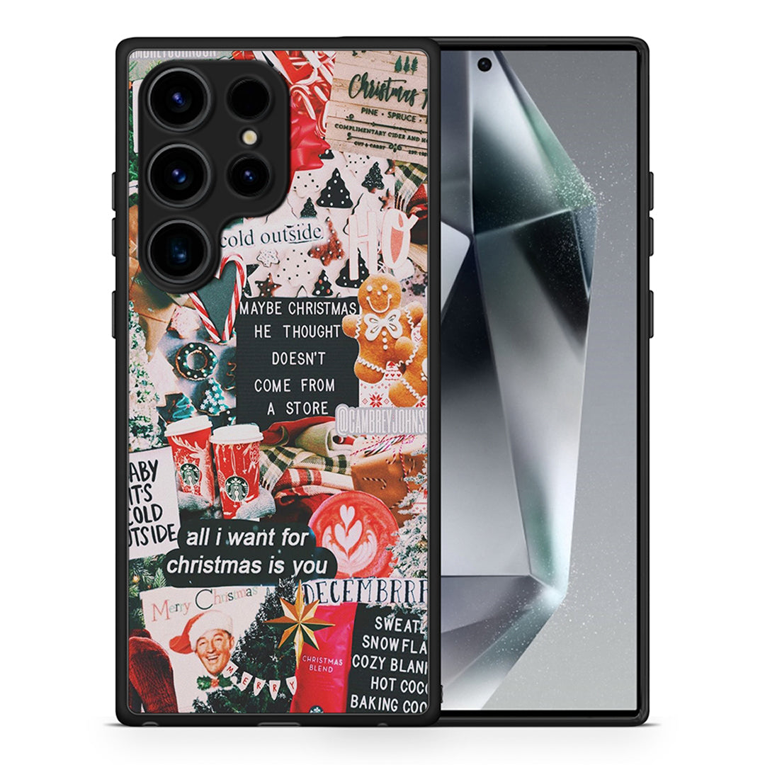 Θήκη Samsung Galaxy S25 Ultra Christmas Happiness από τη Smartfits με σχέδιο στο πίσω μέρος και μαύρο περίβλημα | Samsung Galaxy S25 Ultra Christmas Happiness case with colorful back and black bezels