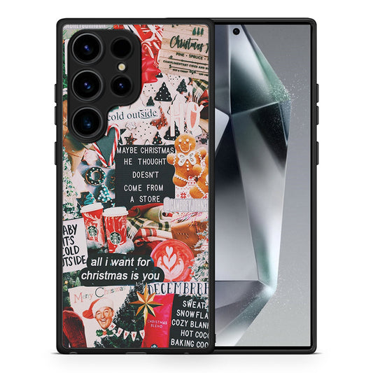 Θήκη Samsung Galaxy S25 Ultra Christmas Happiness από τη Smartfits με σχέδιο στο πίσω μέρος και μαύρο περίβλημα | Samsung Galaxy S25 Ultra Christmas Happiness case with colorful back and black bezels