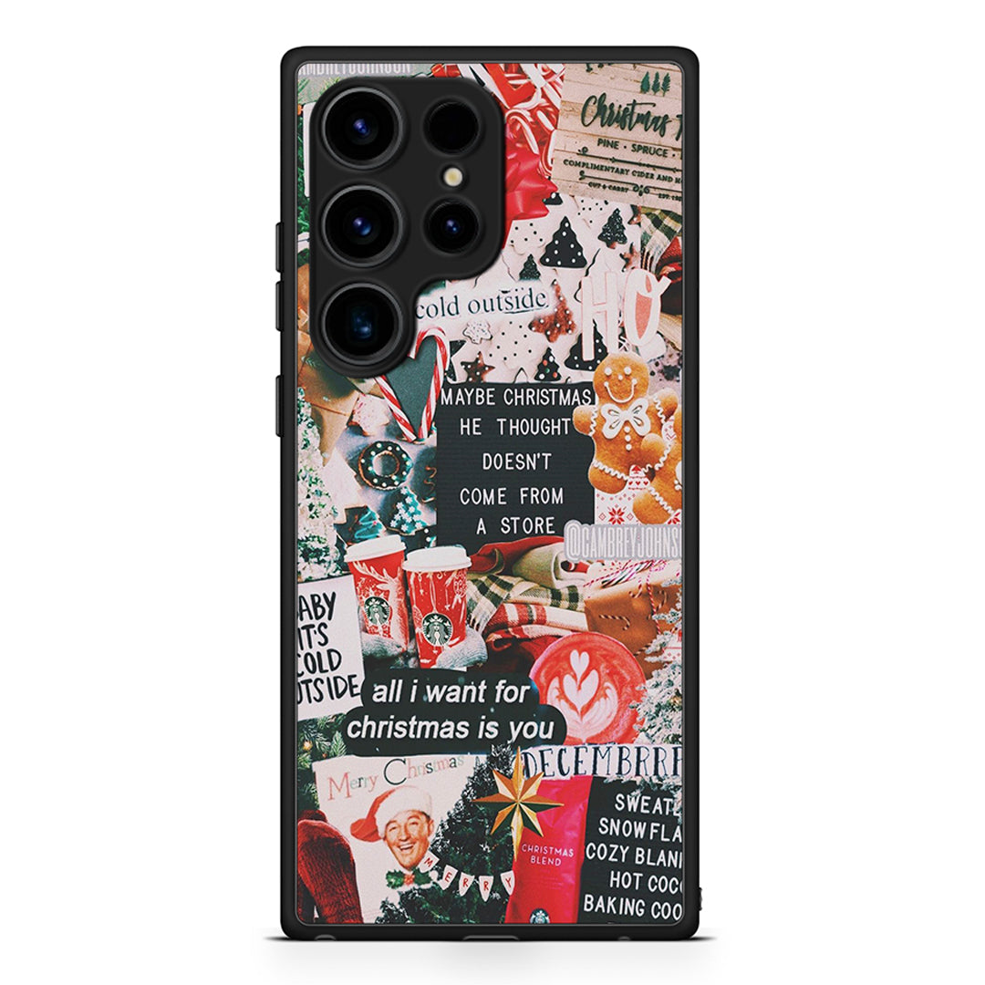 Samsung Galaxy S25 Ultra Christmas Happiness θήκη από τη Smartfits με σχέδιο στο πίσω μέρος και μαύρο περίβλημα | Smartphone case with colorful back and black bezels by Smartfits