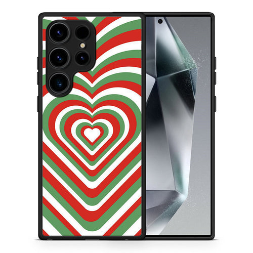 Θήκη Samsung Galaxy S25 Ultra Christmas Hearts από τη Smartfits με σχέδιο στο πίσω μέρος και μαύρο περίβλημα | Samsung Galaxy S25 Ultra Christmas Hearts case with colorful back and black bezels